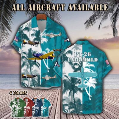 fairchild pt 26 pt26aircraft palm tree pocket hawaiian shirt qf4xj