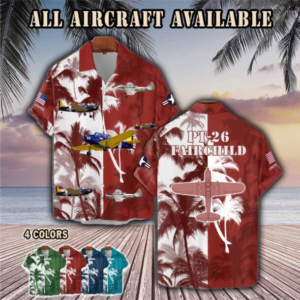 fairchild pt 26 pt26aircraft palm tree pocket hawaiian shirt tvrcl