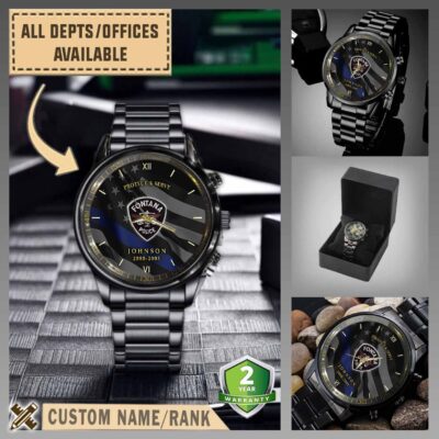 fontana police department cablack wrist watch 3mmkf