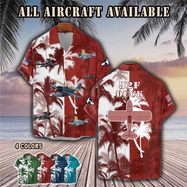 grumman j2f duckaircraft palm tree pocket hawaiian shirt xtkn5