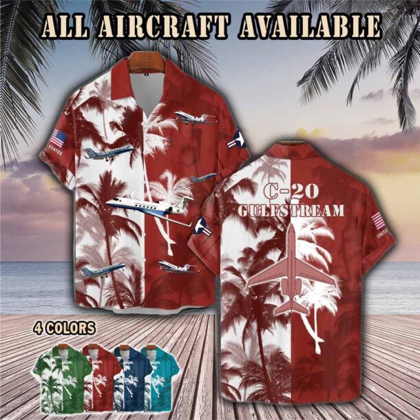 gulfstream c 20 c20aircraft palm tree pocket hawaiian shirt 6gs1z
