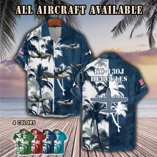 kc 130j hercules kc130j usmcaircraft palm tree pocket hawaiian shirt deo00