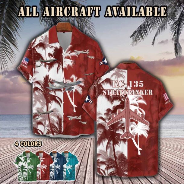 kc 135 stratotanker kc135aircraft palm tree pocket hawaiian shirt ru1mt