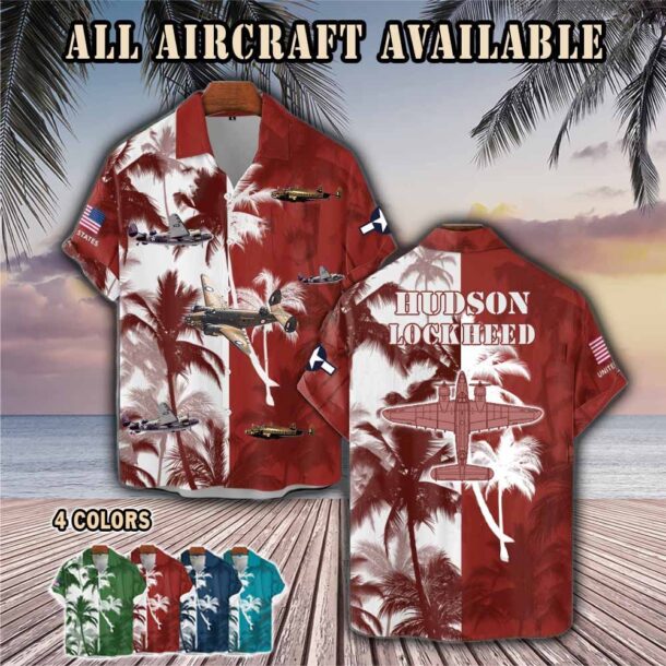 lockheed hudson wwiiaircraft palm tree pocket hawaiian shirt ue24j