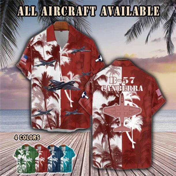 martin b 57 canberra b57aircraft palm tree pocket hawaiian shirt aznwx