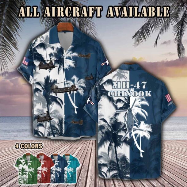 mh 47 chinook mh47aircraft palm tree pocket hawaiian shirt 51bwb