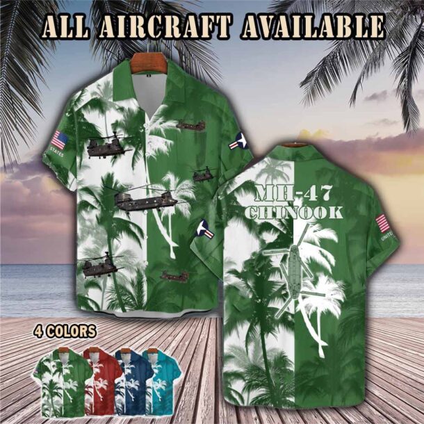 mh 47 chinook mh47aircraft palm tree pocket hawaiian shirt 83hkx