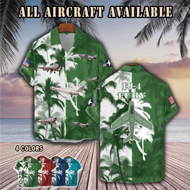 north american fj 4 fury fj4aircraft palm tree pocket hawaiian shirt 3azbu