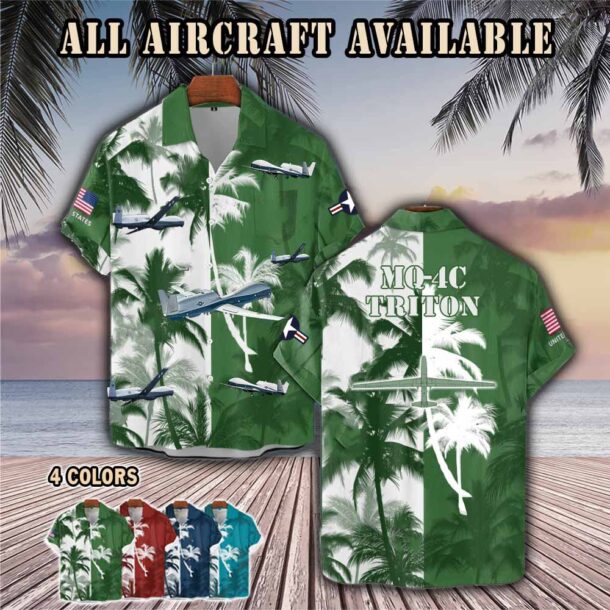 northrop grumman mq 4c triton mq4caircraft palm tree pocket hawaiian shirt bm25f