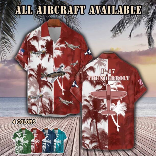 p 47 thunderbolt p47aircraft palm tree pocket hawaiian shirt nz65w