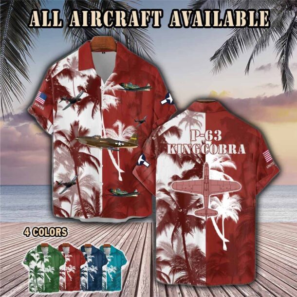 p 63 kingcobra p63aircraft palm tree pocket hawaiian shirt p1eew