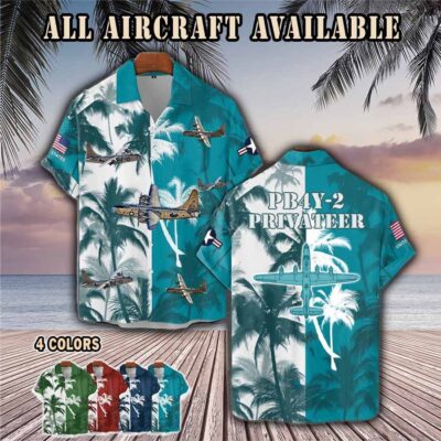 pb4y 2 privateer pb4y2aircraft palm tree pocket hawaiian shirt pg4dh