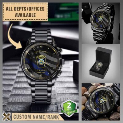 plymouth police department mablack wrist watch s5n6w