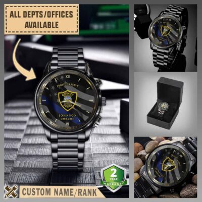 quincy police department mablack wrist watch 3ay8l