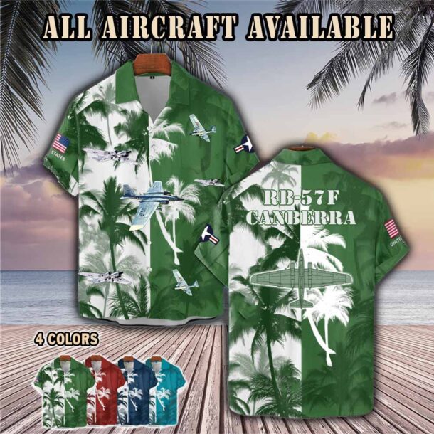 rb 57f canberra rb57faircraft palm tree pocket hawaiian shirt yj9jx