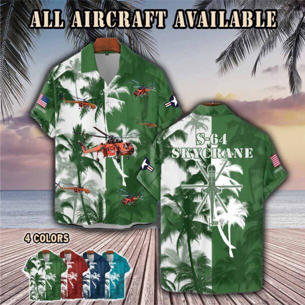 s 64 skycrane s64aircraft palm tree pocket hawaiian shirt 25pth