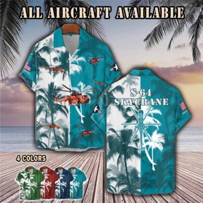 s 64 skycrane s64aircraft palm tree pocket hawaiian shirt b88rw