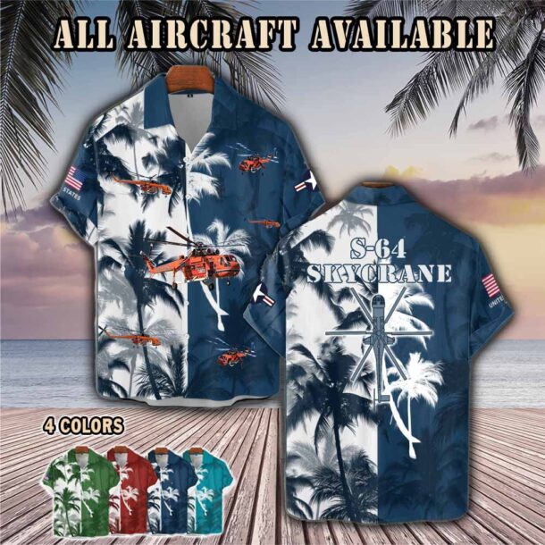 s 64 skycrane s64aircraft palm tree pocket hawaiian shirt llrl4