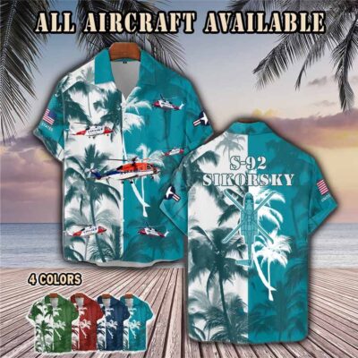 sikorsky s 92 s92aircraft palm tree pocket hawaiian shirt uu18x