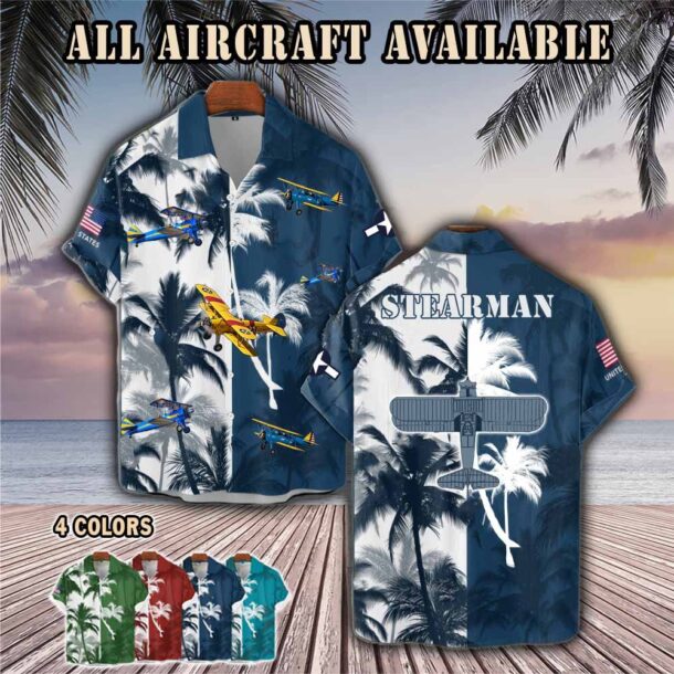 stearmanaircraft palm tree pocket hawaiian shirt vkqbq