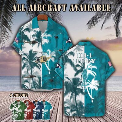 uh 1 huey uh1aircraft palm tree pocket hawaiian shirt e8u6a