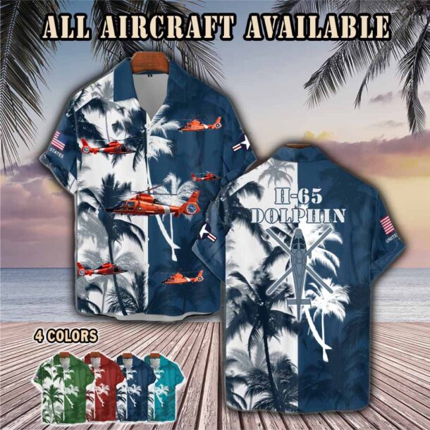 us coast guard h 65 dolphin h65 uscgaircraft palm tree pocket hawaiian shirt qu9kx