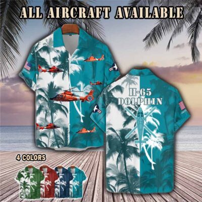 us coast guard h 65 dolphin h65 uscgaircraft palm tree pocket hawaiian shirt xfon8