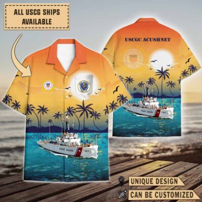 uscgc acushnet wmec 167sunset hawaiian shirt rz0ea