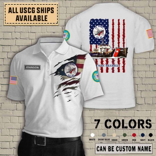 uscgc bramble wlb 392quarter zip hoodie aop polo tshirt hqfob