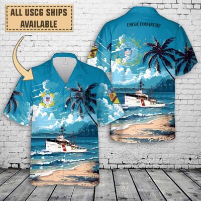 uscgc comanche wmec 202art print pocket hawaiian shirt 1nj3u