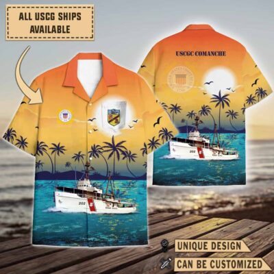uscgc comanche wmec 202sunset hawaiian shirt hhp1c