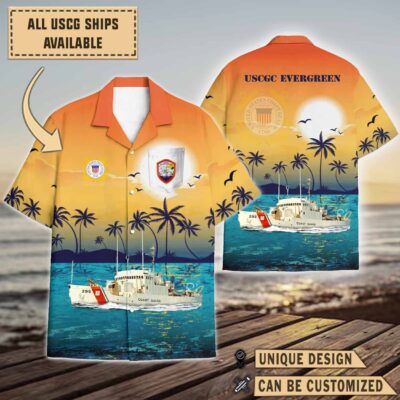 uscgc evergreen wmec 295sunset hawaiian shirt 1v68e