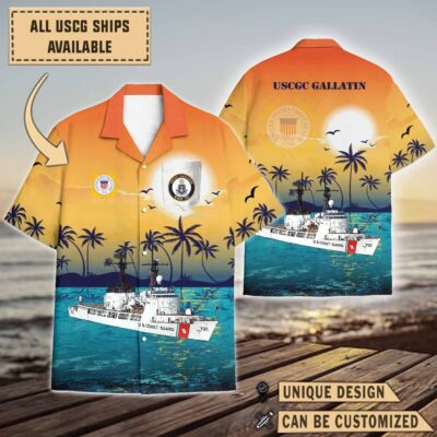 uscgc gallatin whec 721sunset hawaiian shirt yq3n2
