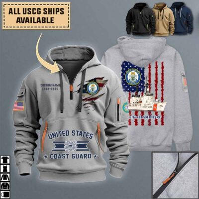 uscgc hamilton whec 715quarter zip hoodie aop polo tshirt tmfu4