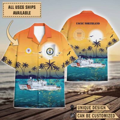 uscgc northland wmec 904sunset hawaiian shirt rghcy
