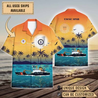 uscgc spar wlb 206sunset hawaiian shirt nj553
