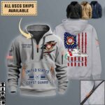 uscgc valiant wmec 621quarter zip hoodie aop polo tshirt wtiu8