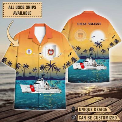 uscgc valiant wmec 621sunset hawaiian shirt 391ee