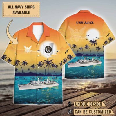 uss ajax ar 6sunset hawaiian shirt dxmju