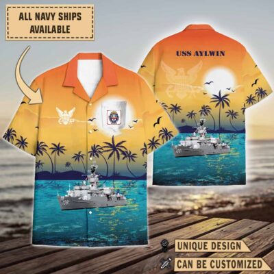 uss aylwin ff 1081sunset hawaiian shirt xiukj
