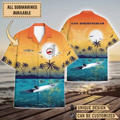 uss birmingham ssn 695sunset hawaiian shirt etp7b