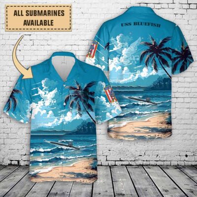uss bluefish ssn 675art print pocket hawaiian shirt 1uf1w