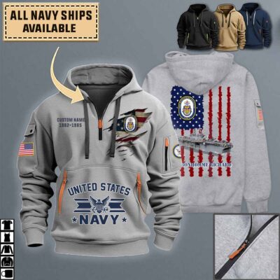 uss bonhomme richard lhd 6quarter zip hoodie aop polo tshirt cze7i