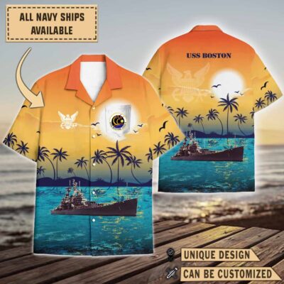 uss boston cag 1sunset hawaiian shirt hn9l8