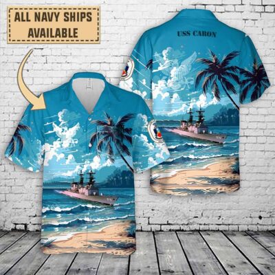 uss caron dd 970art print pocket hawaiian shirt kfq32