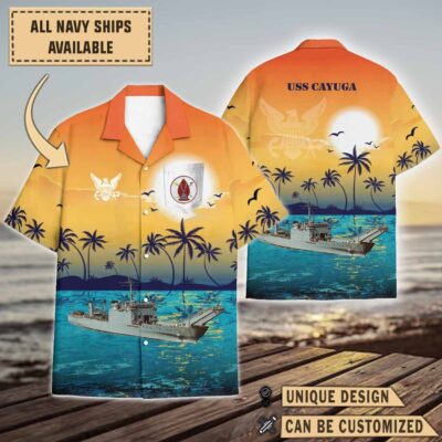 uss cayuga lst 1186sunset hawaiian shirt lukgp