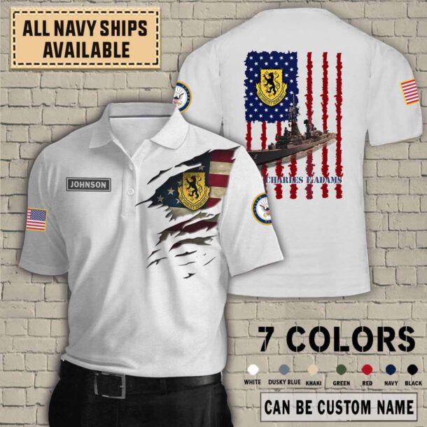 uss charles fadams ddg 2quarter zip hoodie aop polo tshirt a0j18