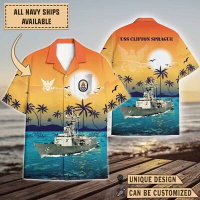 uss clifton sprague ffg 16sunset hawaiian shirt 7wadv