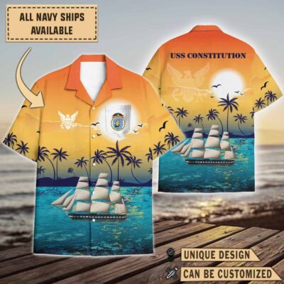 uss constitutionsunset hawaiian shirt unouh