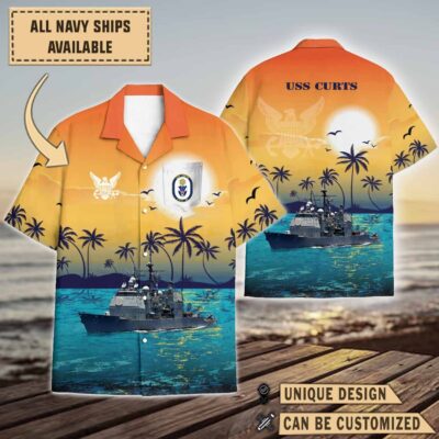 uss curts ffg 38sunset hawaiian shirt r7o1i